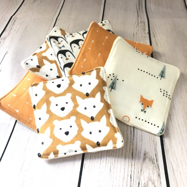 reusable wipes washable fox bear orange pinguin arrows