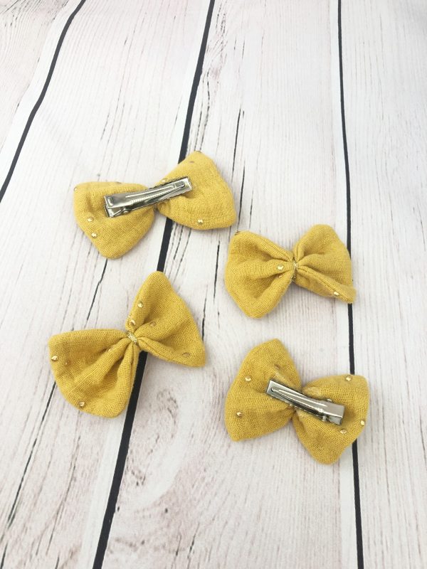 bow tie hair clip mustard